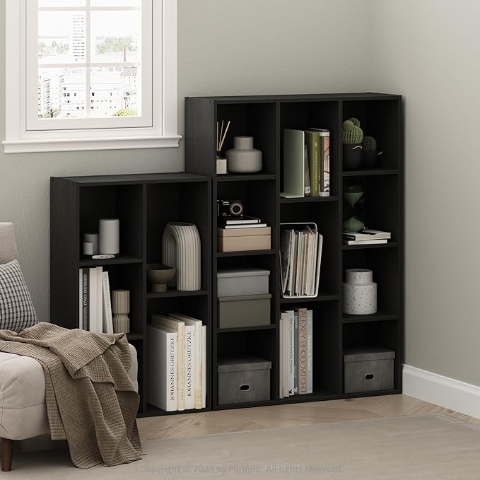 Furinno LUDER Book Shelf, 5-Cube Bookshelf, Reversible Bookcase, 9.4 x 19.5 x - Image 2