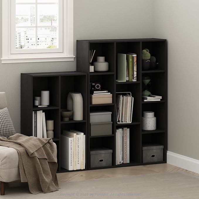 Furinno LUDER Book Shelf, 11-Cube Bookshelf, Reversible Bookcase, 9.4 x 29.1 x - Image 2