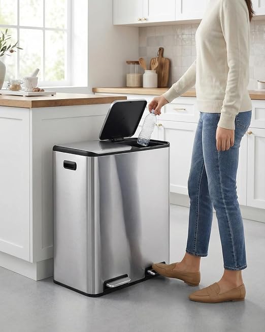 ComfyCorner 16 Gal Dual Trash Can, Stainless Steel Kitchen Garbage Bin - Image 9