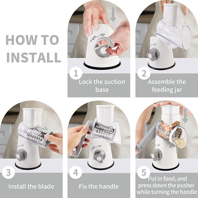 Rotary Cheese Grater, Manual Cheese Shredder - Image 6