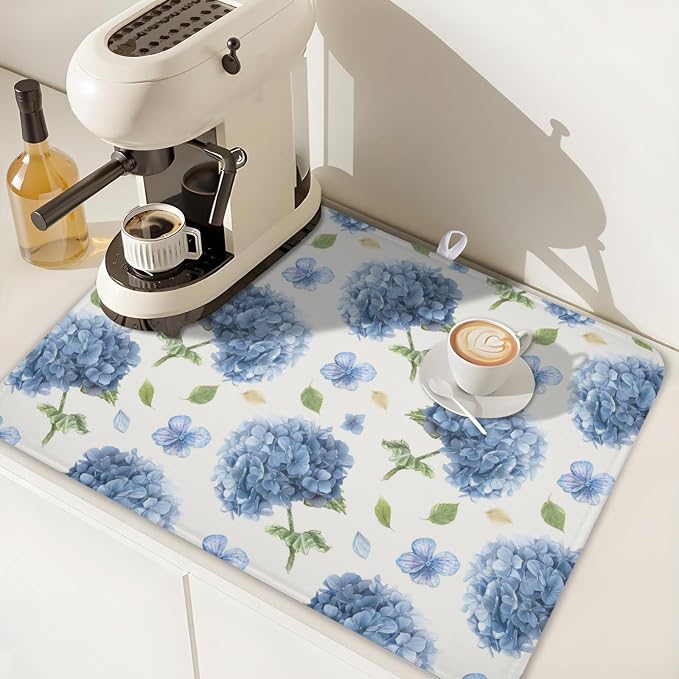Spring Summer Hydrangea Dish Drying Mat - Image 7