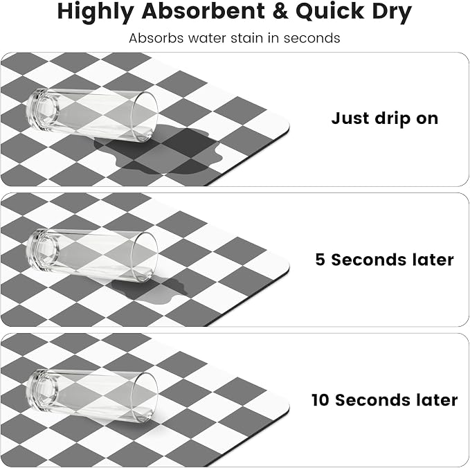 17" x 32" Checkered Dish Drying Mat - Image 6