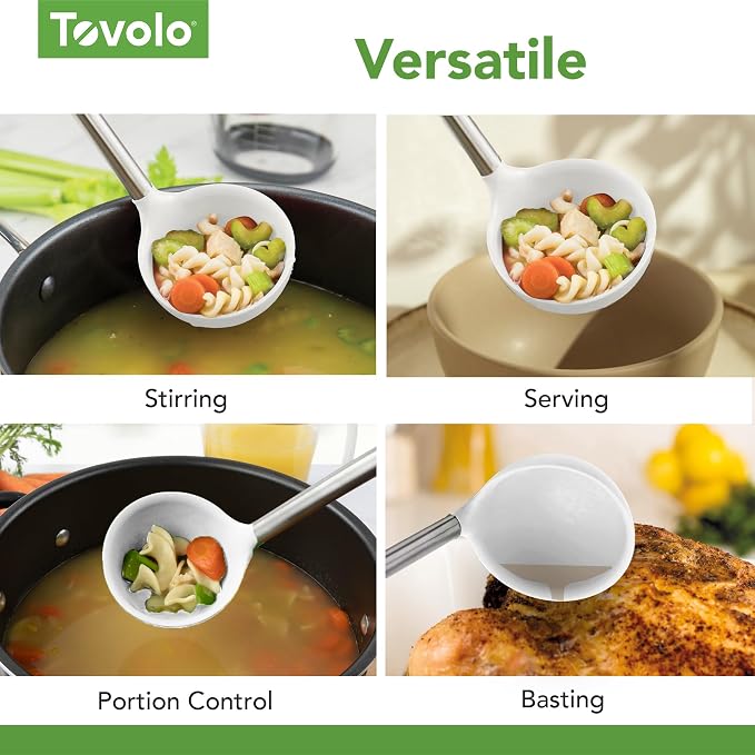 Tovolo Silicone Ladle With Stainless Steel Handle Deep Soup Ladle - Image 4