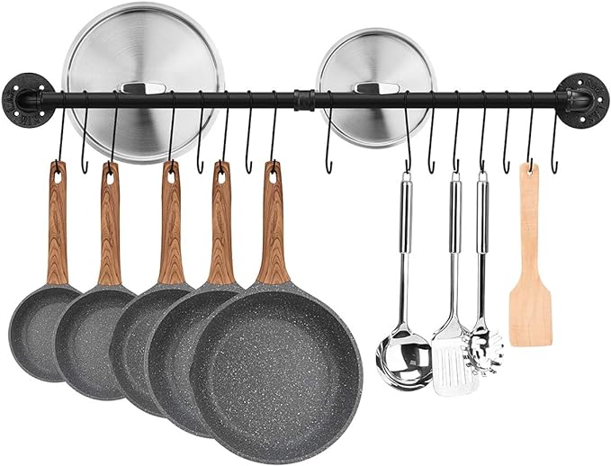 Toplife 39.4 inch Pot Rack, Kitchen Wall Mounted Detachable Pan Lid Utensils by Toplife