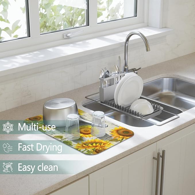 Dish Drying Mat for Kitchen Counter 2 Pack - Image 2