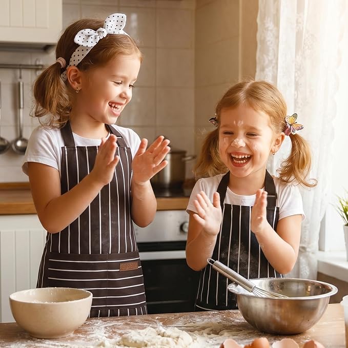 2 Pack Stripes Kids Apron, Kids Cooking Aprons - Image 5