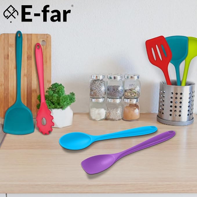 E-far 10 Pcs Silicone Cooking Utensils Set, Heat Resistant Kitchen Utensil Set - Image 7