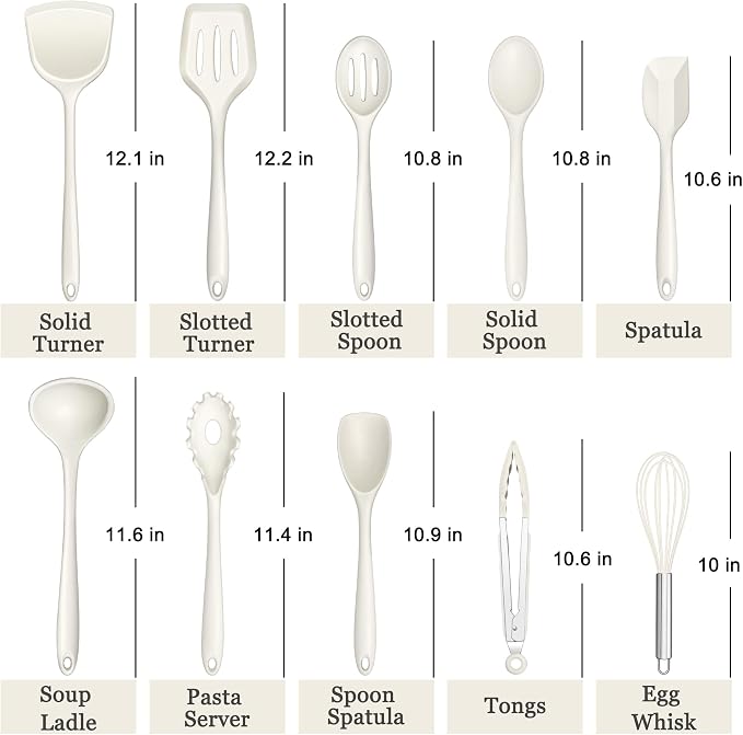 E-far 10 Pieces Silicone Cooking Utensils Set, Heat Resistant Kitchen Utensil - Image 2