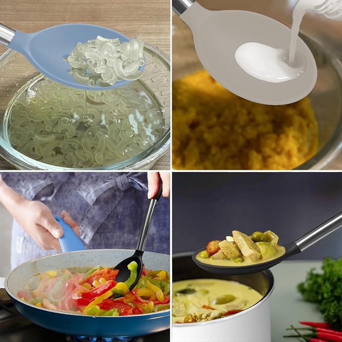 Silicone Spatula and Cooking Spoon, 5 Pack Non-Stick Cooking Utensils - Image 7