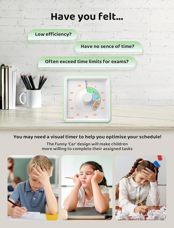 LIORQUE 60 Minute Visual Timer for Kids, Visual Countdown Timer for Classroom - Image 3