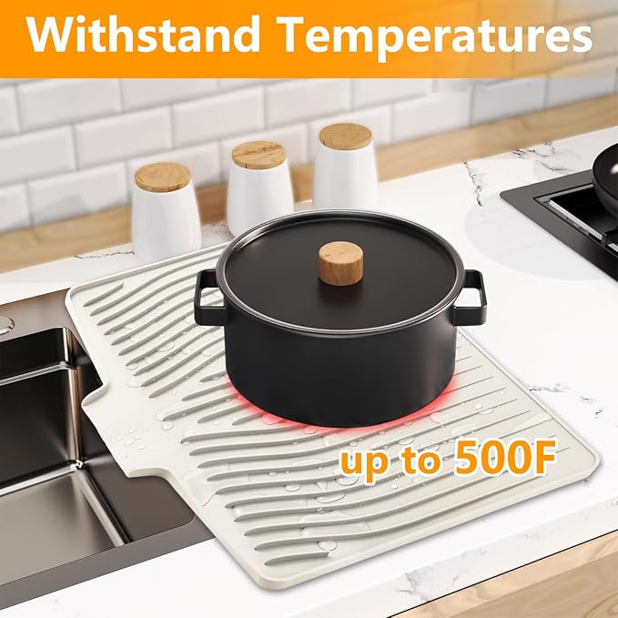 Silicone Dish Drying Mat for Kitchen Counter, Dish Drainer Mat, Non-Slip Drying - Image 5