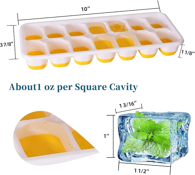 Ice Cube Trays with Lid BPA Free, 4 Pack 56 Ice Easy Release Flexible Silicone - Image 2