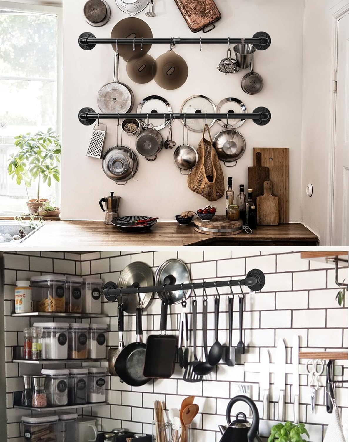 Industrial Pipe Pot Pan Rack 21" (2 Pack), Wall mount Pot hangers Pan