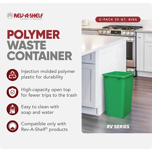 Rev-A-Shelf Polymer Replacement 35 Quart Trash Bin Recycle Waste Garbage - Image 2