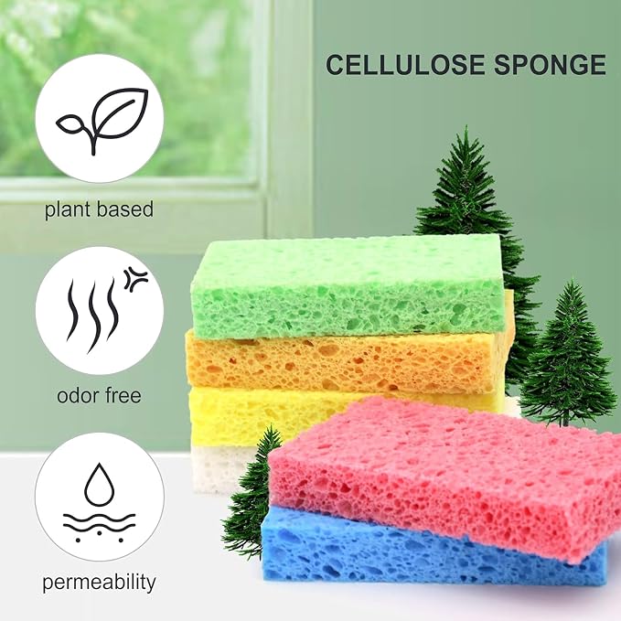 Cellulose Sponges, Heavy Duty Scrub Kitchen Sponge, Clean Tough Messes Without - Image 4