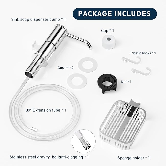 Soap Dispenser for Kitchen Sink, Mecyfaty Under Counter Sink Soap Dispenser Pump - Image 7