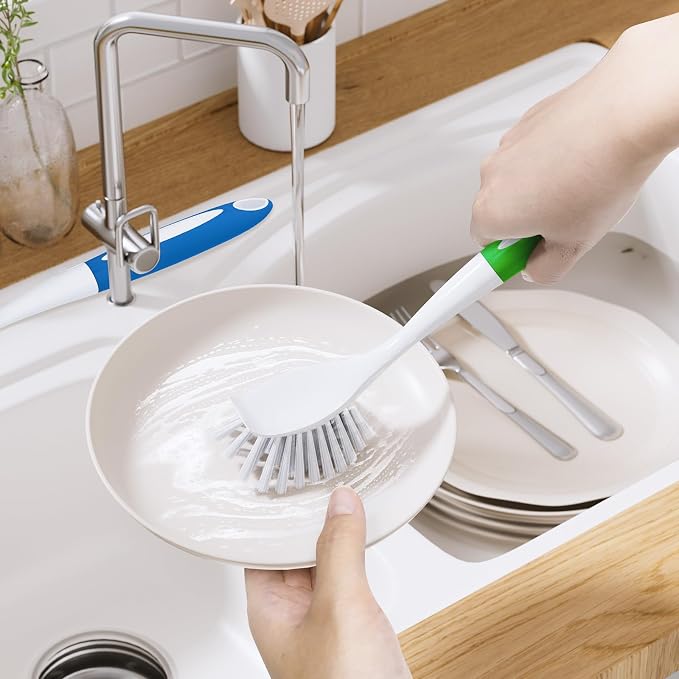 Amazer Dish Brush with Handle, 2 Pack Kitchen Scrub Brushes - Image 7