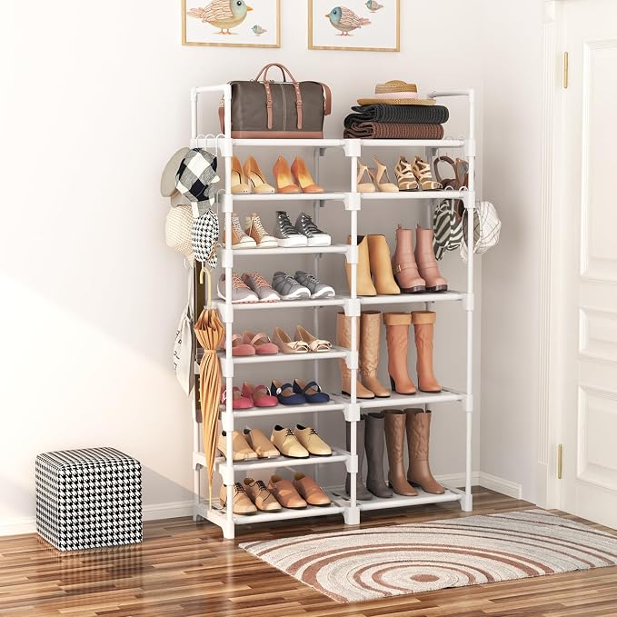 ROJASOP White Shoe Rack, Tall Metal Shoe Rack Organizer - Image 2