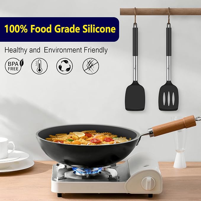 HOTEC Silicone Spatula Set of 2, High Heat-Resistant & BPA-Free Kitchen - Image 7