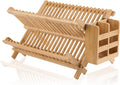NOVAYEAH Bamboo Dish Drying Rack-2 Tier, Collapsible Small Dish Rack by NOVAYEAH