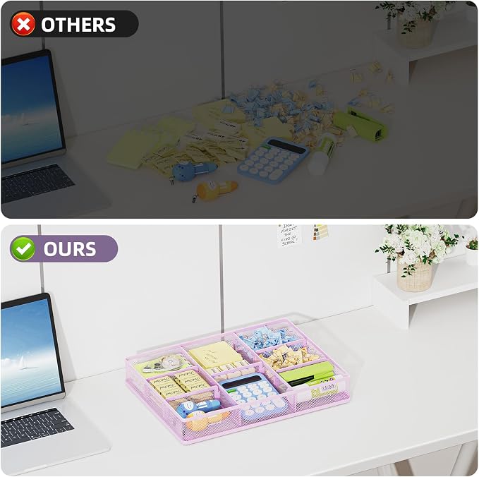 Marbrasse Desk Drawer Organizer, Metal Mesh Drawer Organizer Tray - Image 6