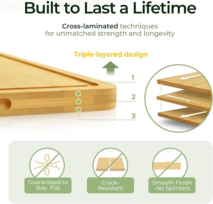 Keechee 4-Pcs Natural Wood Cutting Board Set Kitchen Tools - Image 2