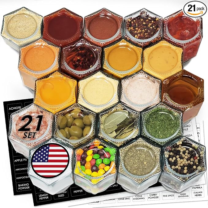 Patriot Set of 21 Large 4oz Magnetic Spice Jars by PATRIOT+CREATIVE