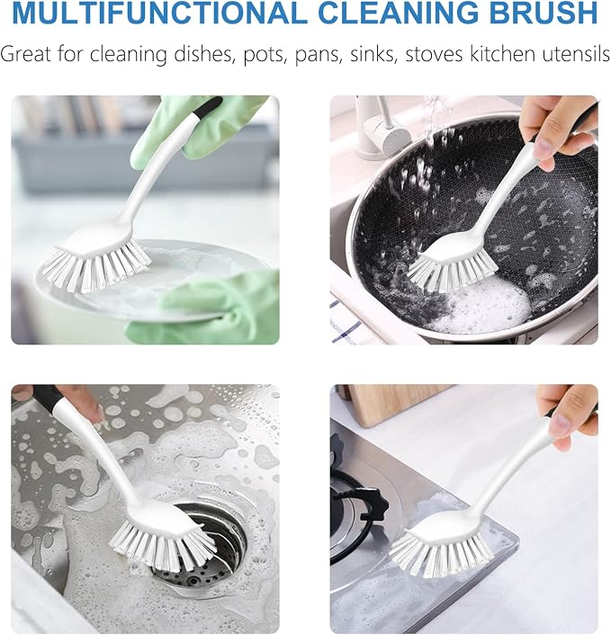 SetSail Dish Brush with Handle, 3 Pack Stiff Bristles Dish Scrubber with - Image 6