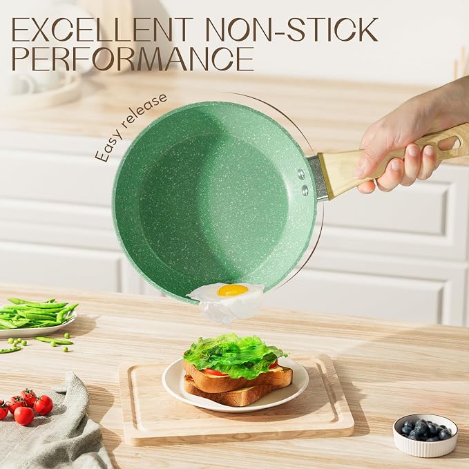 Innerwell Nonstick Frying Pan Skillet, 8 Inch Non Stick Egg Pan Omelet Frying - Image 2