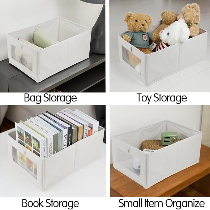 Fordonral 4 Pack Linen Storage Bins, Storage Containers - Image 2