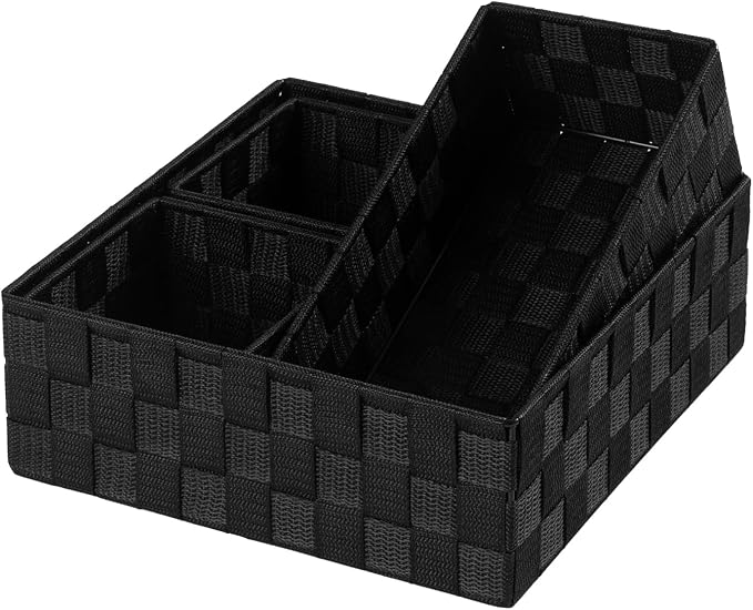 Posprica Small Black Baskets Cube Bin Container Tote, Woven Storage Baskets - Image 3