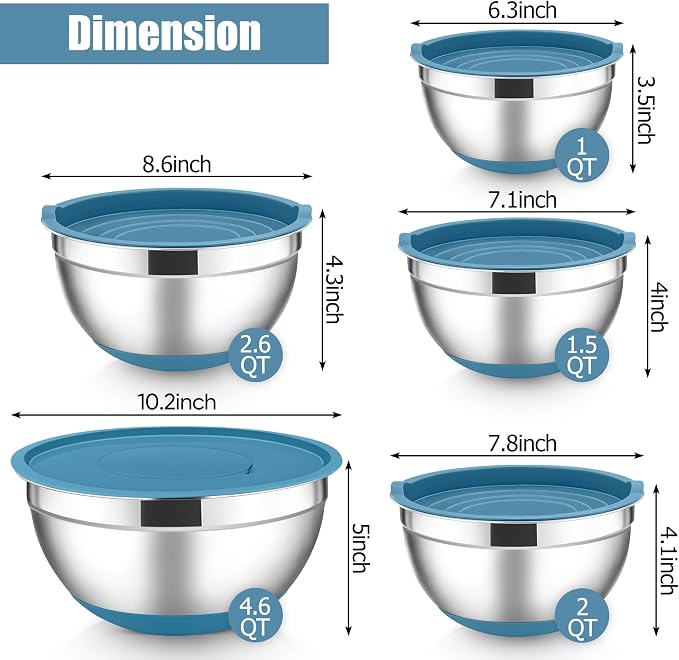 E-far Stainless Steel Mixing Bowls - Image 2