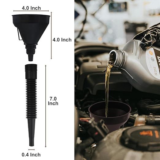 Funnels for Automotive Use Set of 10, Plastic Oil Funnel Set for Gasoline and - Image 2