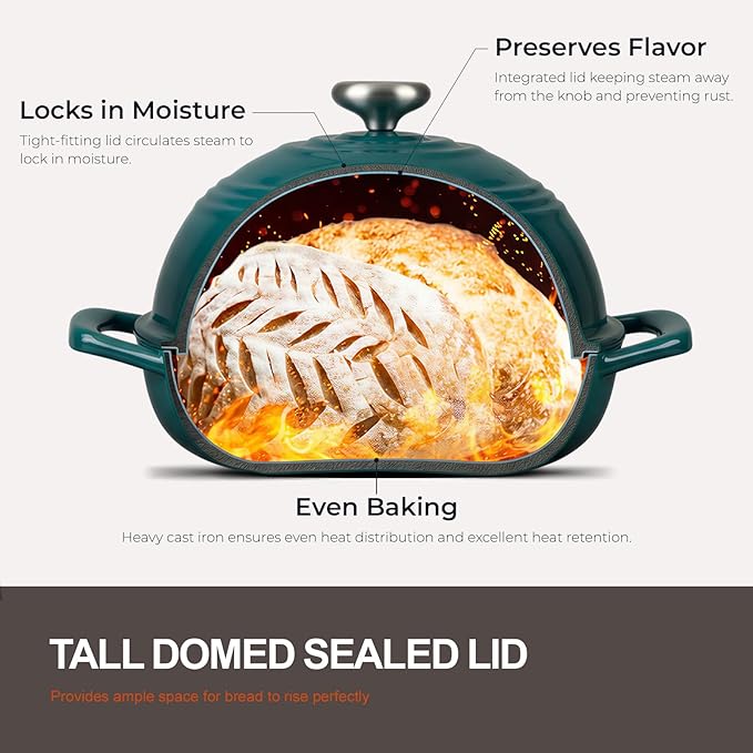 Overmont Enameled Cast Iron Bread Oven - 6QT Bread Dutch Oven - Image 4