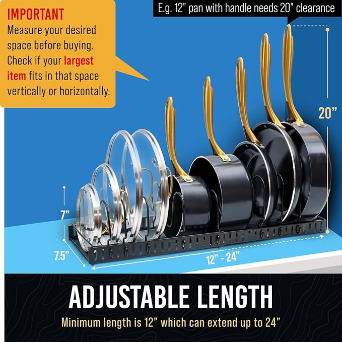 Norcalway Adjustable Bakeware Pots and Pans Organizer Under Cabinet, 11 - Image 8