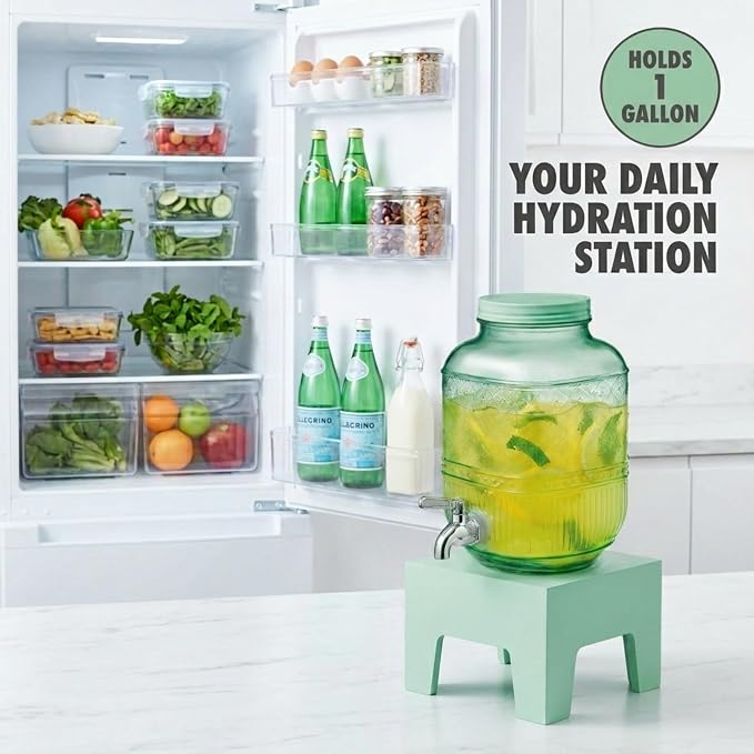Beverage Dispenser 1 Gallon, Glass Drink Dispenser - Image 6