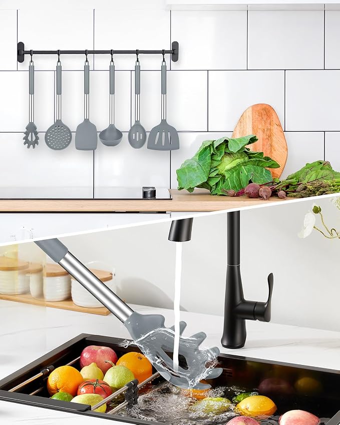 Silicone Cooking Utensil Set, BPA Free Heat Resistant Kitchen Tools - Image 5