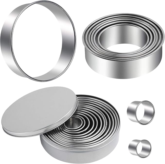 Round Cookie Cutters Set 12 Pieces Bistcuit Cookie Cutters Circle Pastry by Winerming