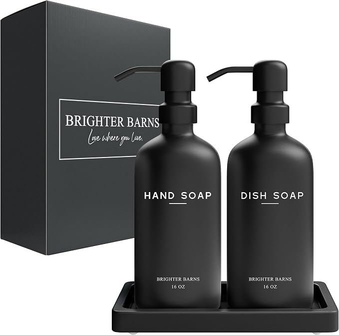Black Glass Hand and Dish Soap Dispenser Set by Brighter Barns - Image 8