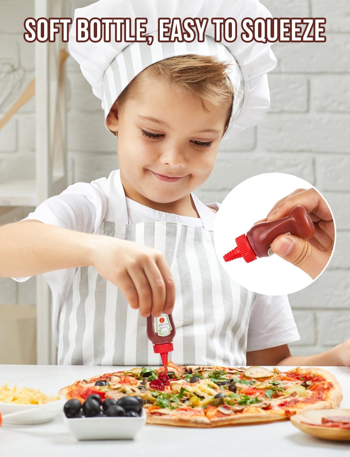 8 PCS Mini Ketchup Bottle for Lunch Box, 25 ml