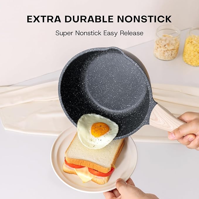 Kordisen Sauce Pan Set with Lid, 1.5Qt & 2.5 Qt Nonstick Cooking Pots with Pour - Image 3