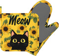 Cute Black Cat Oven Mitts and Pot Holders Sets Sunflower Non-Slip