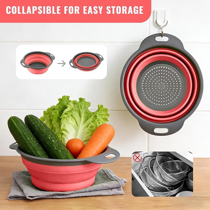 2 Pack Collapsible Silicone Colander - Image 3