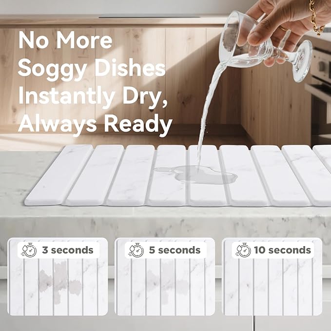 Stone Drying Mat for Kitchen Counter, Drying Matt Kitchen Counter, Stone Dish - Image 3