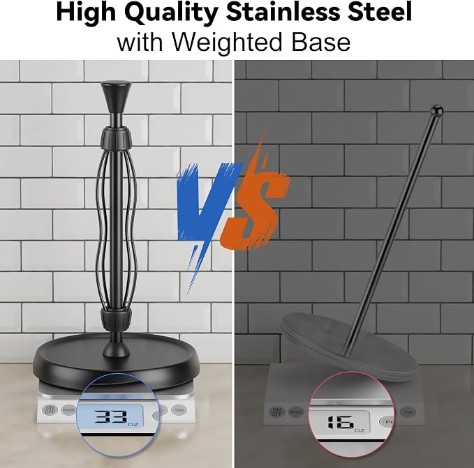 Countertop Paper Towel Holder, Premium Stainless Steel Kitchen Roll Holder - Image 6