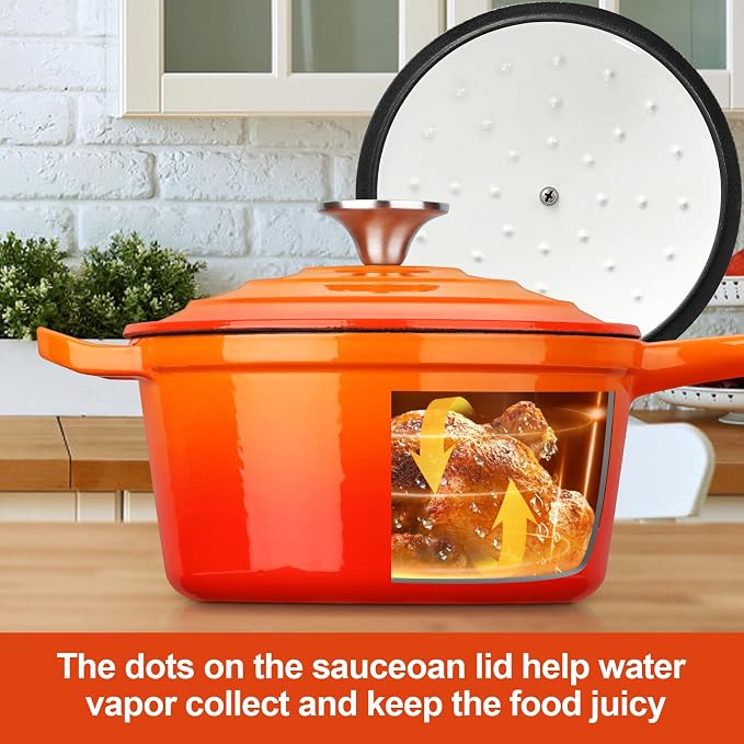 HaSteeL 1 QT Cast Iron Saucepan, Mini Enamel dutch oven - Image 5
