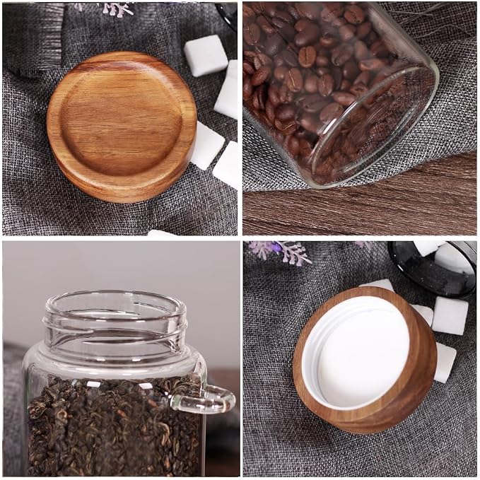 SAIOOL Loose Leaf Tea Storage Canister Set, 4 Pieces 16 OZ Glass Tea Containers - Image 2