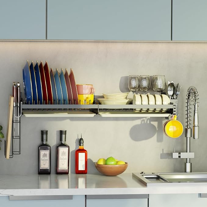 Hanging Wall Mounted Dish Drying Rack by Besamery