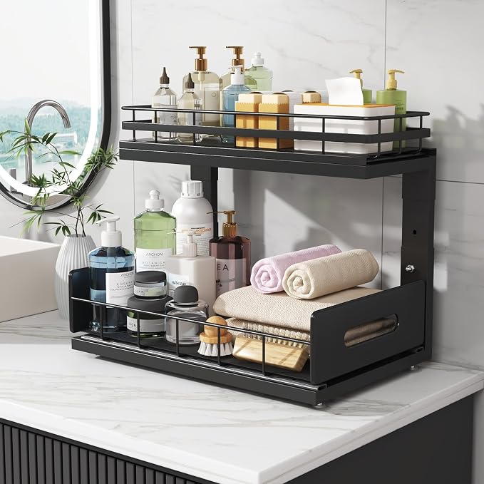 Under Sink Organizer Upgrade To Professional Rails, 2-Tier Dual Pull Out - Image 5