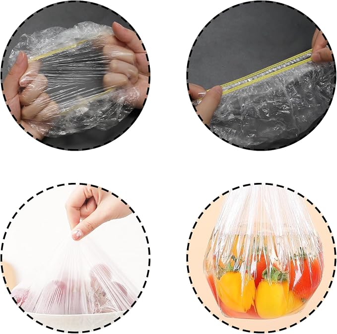 300 Pcs Plastic Bowl Covers Stretch Edging Disposable Food Covers Flexible - Image 3